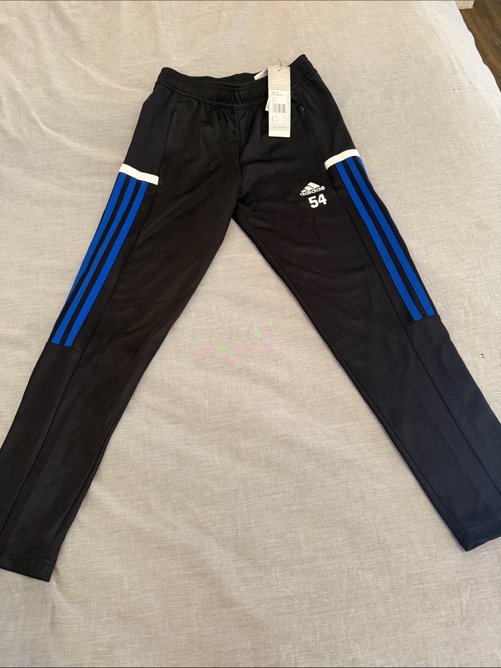 adidas Black Joggers with Blue Side Stripes